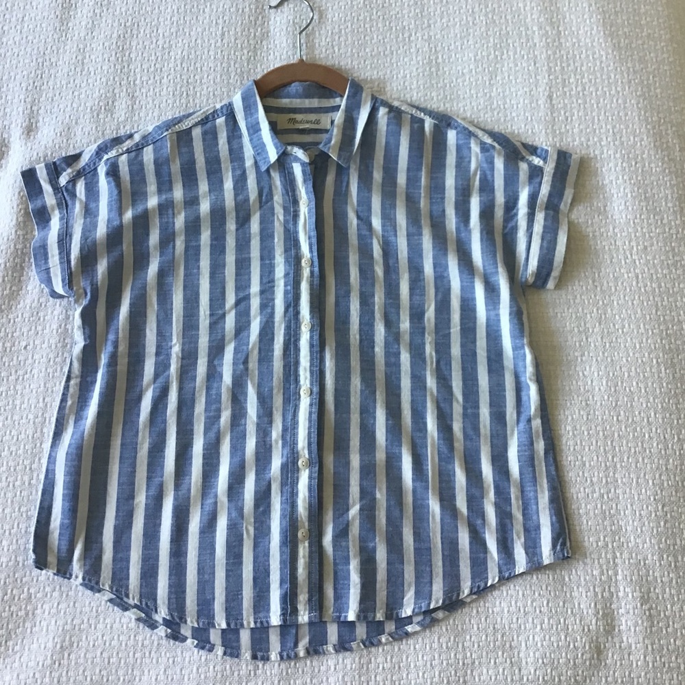 Madewell Cropped Button-Down Shirt in Stripe XS - Picture 2 of 8